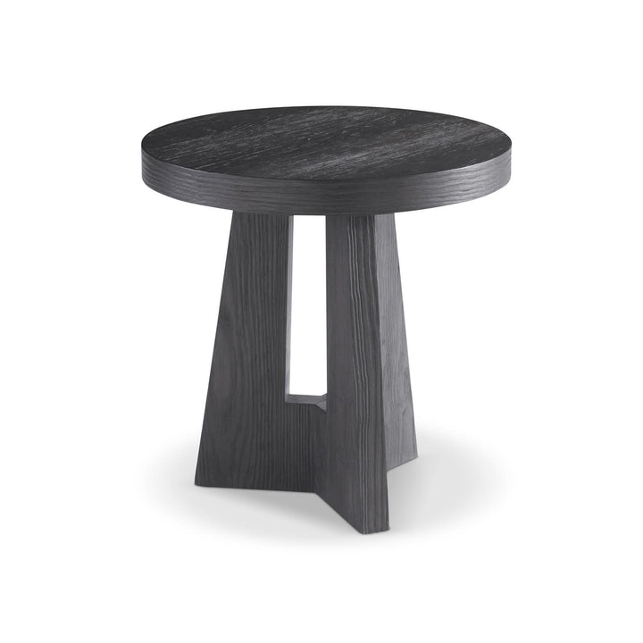 SIDE TABLE ROUND WOOD TRIANGLE LEGS #71779