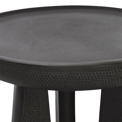 TABLE SIDE ROUND BLACK TEXTURED METAL
