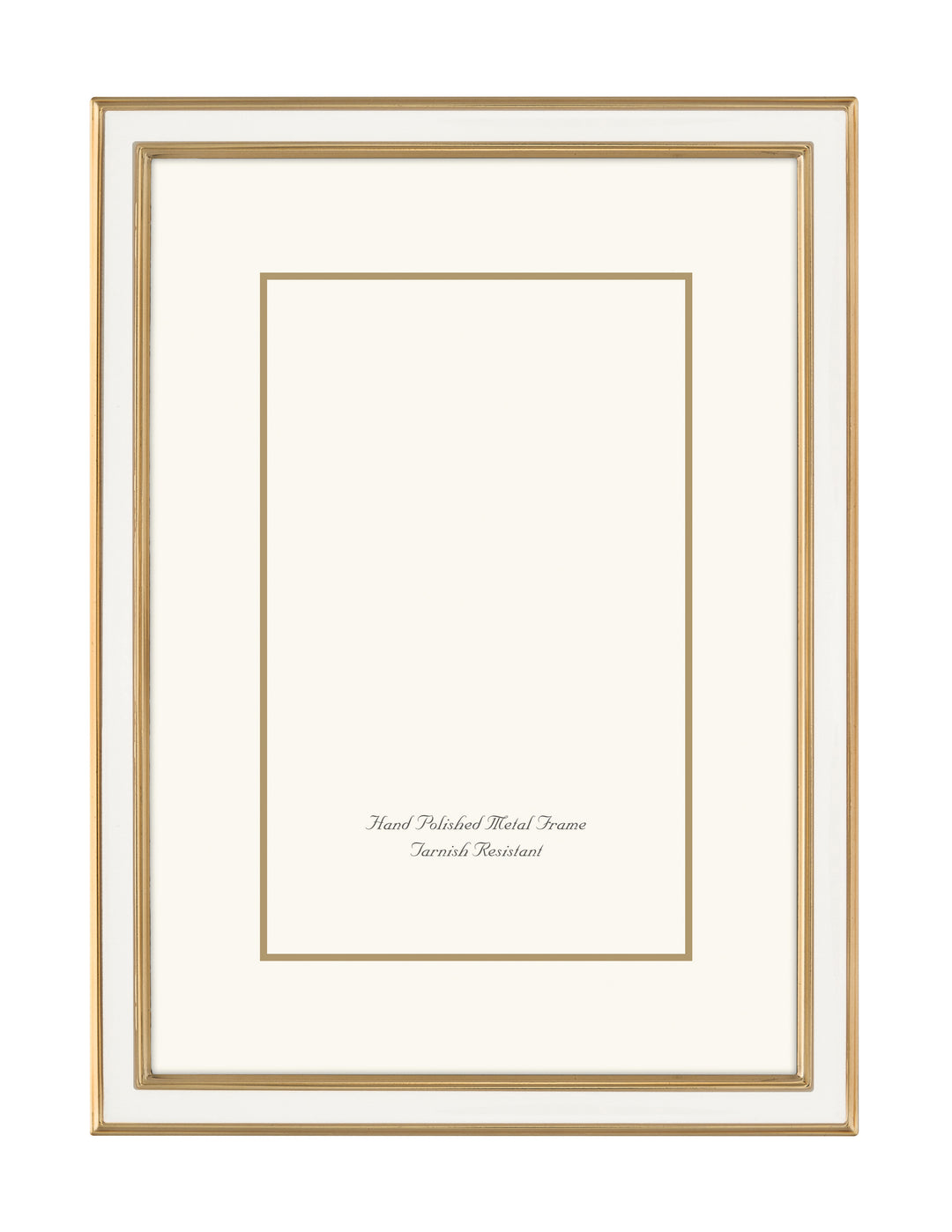FRAME NARROW ENAMELED WHITE & GOLD