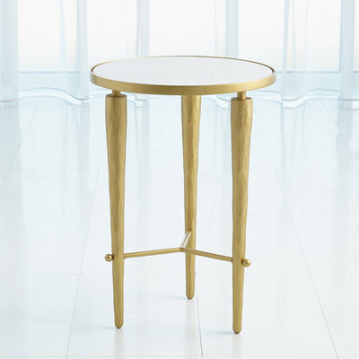 ACCENT TABLE BRASS WITH WHITE MARBLE TOP