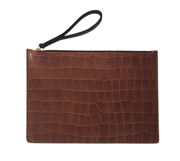 LINDE GALLERY POUCH ALLIGATOR EMBOSSED - MEDIUM (Available in 3 Colors)