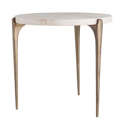 END TABLE NATURAL VELLUM TOP WITH BRASS LEGS