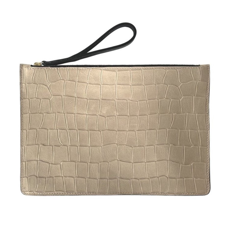 LINDE GALLERY POUCH ALLIGATOR EMBOSSED - MEDIUM (Available in 3 Colors)