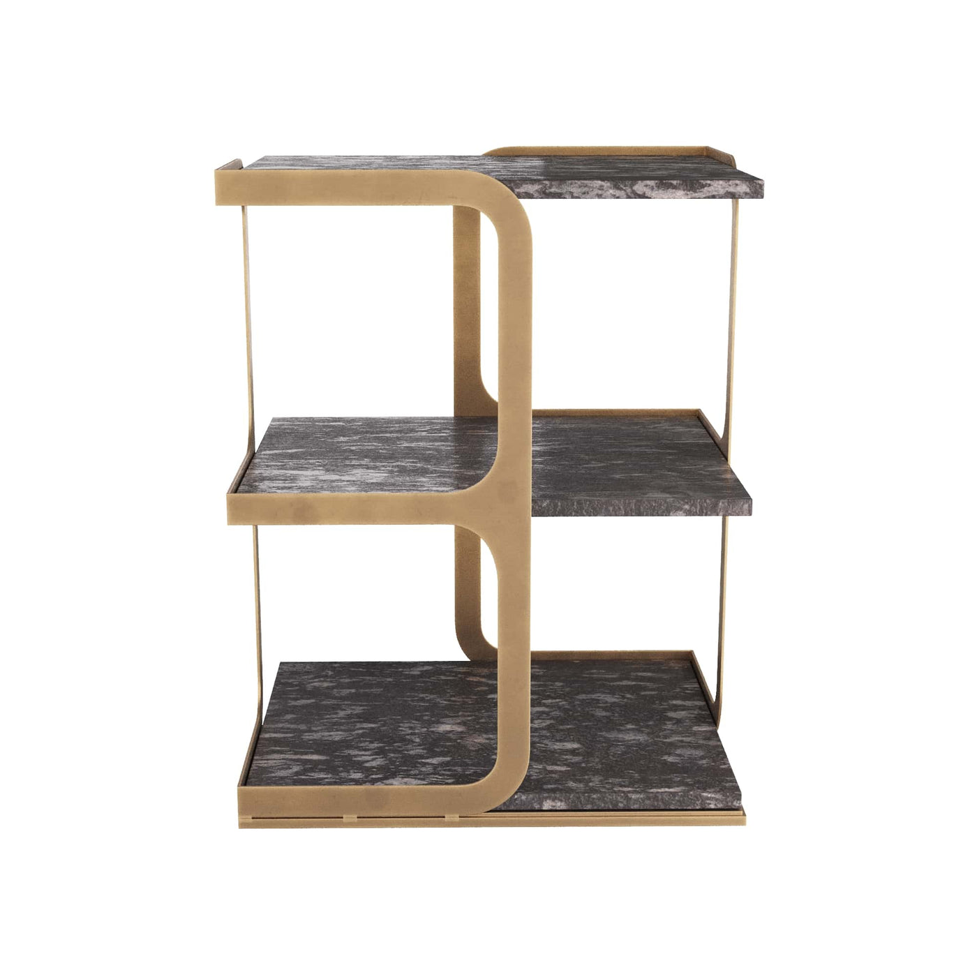 SIDE TABLE 3-TIER BLACK MARBLE