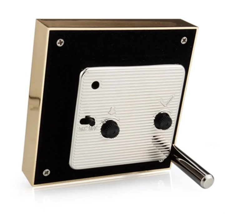 ALARM CLOCK WHITE ENAMEL & GOLD SQUARE #64807