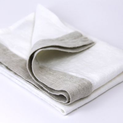 HAND TOWEL STONEWASHED WHITE & LIGHT NATURAL