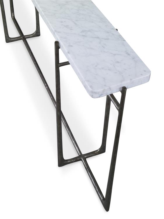 CONSOLE THIN STONE TOP METAL BASE