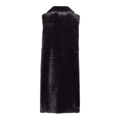 VEST LAMB FUR BLACK LONG (Available in 2 Sizes)