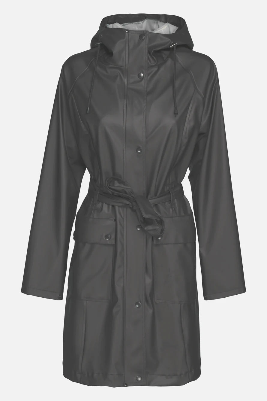 ILSE JACOBSEN RAINCOAT WITH BELT DARK SHADOW ANTHEM