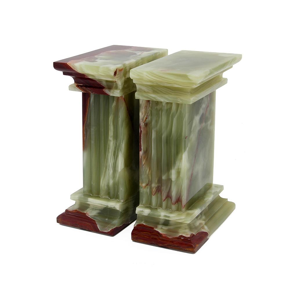 BOOKENDS GREEN ONYX MARBLE COLUMNS