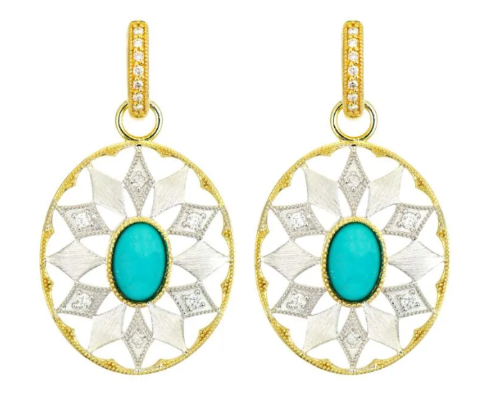 JUDE FRANCES EARRING DROPS MIXED METAL SOUTHWEST TURQOISE STYLE