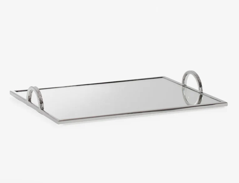 TRAY STAINLESS STEEL RECTANGULAR MIRROR WITH HANDLES
