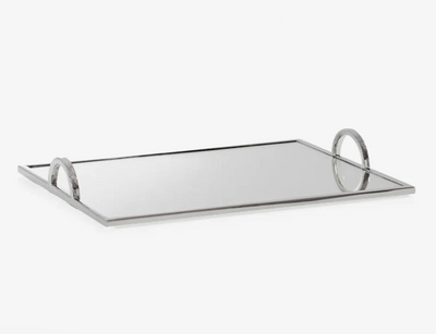TRAY STAINLESS STEEL RECTANGULAR MIRROR WITH HANDLES