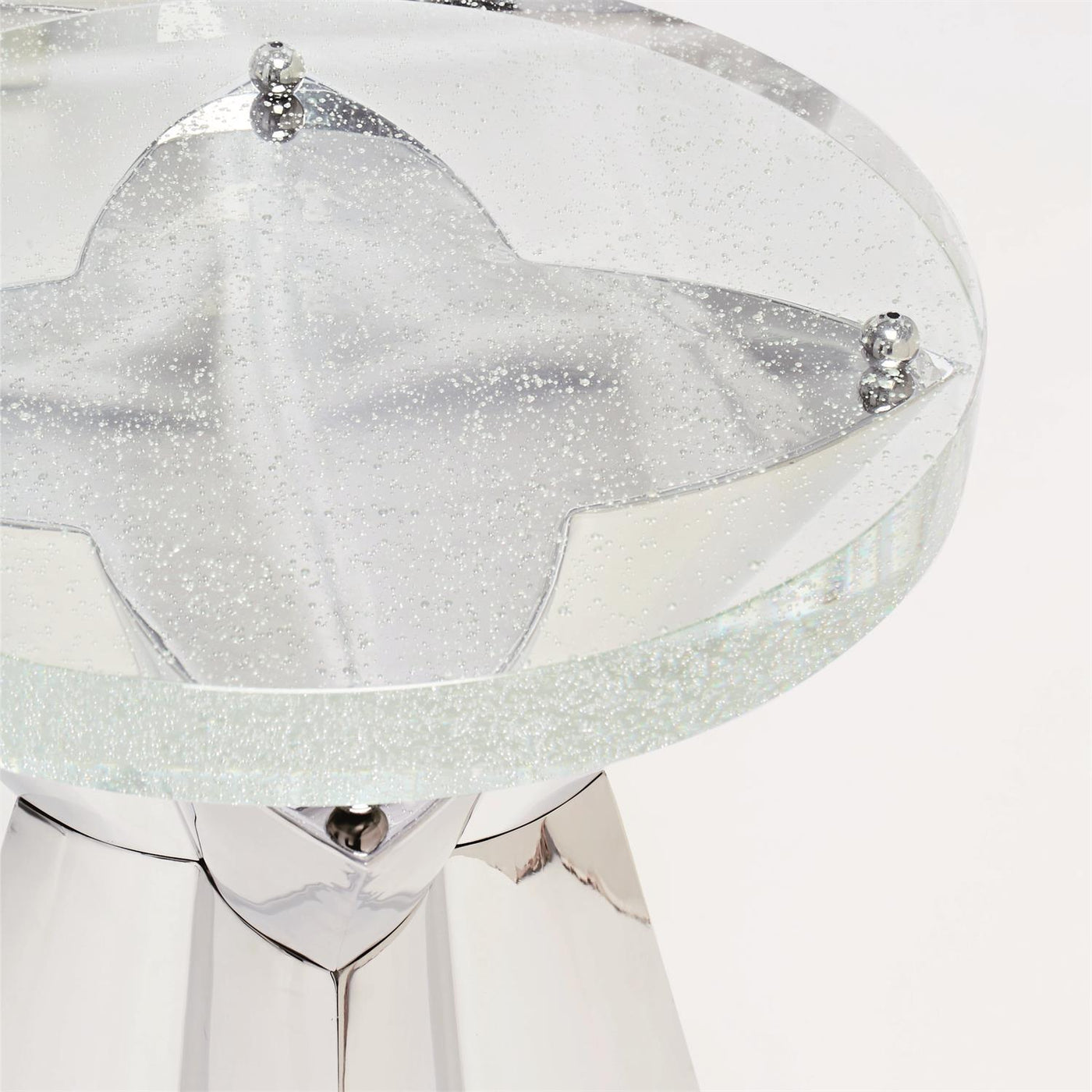 ACCENT TABLE GLASS TOP STAR BASE