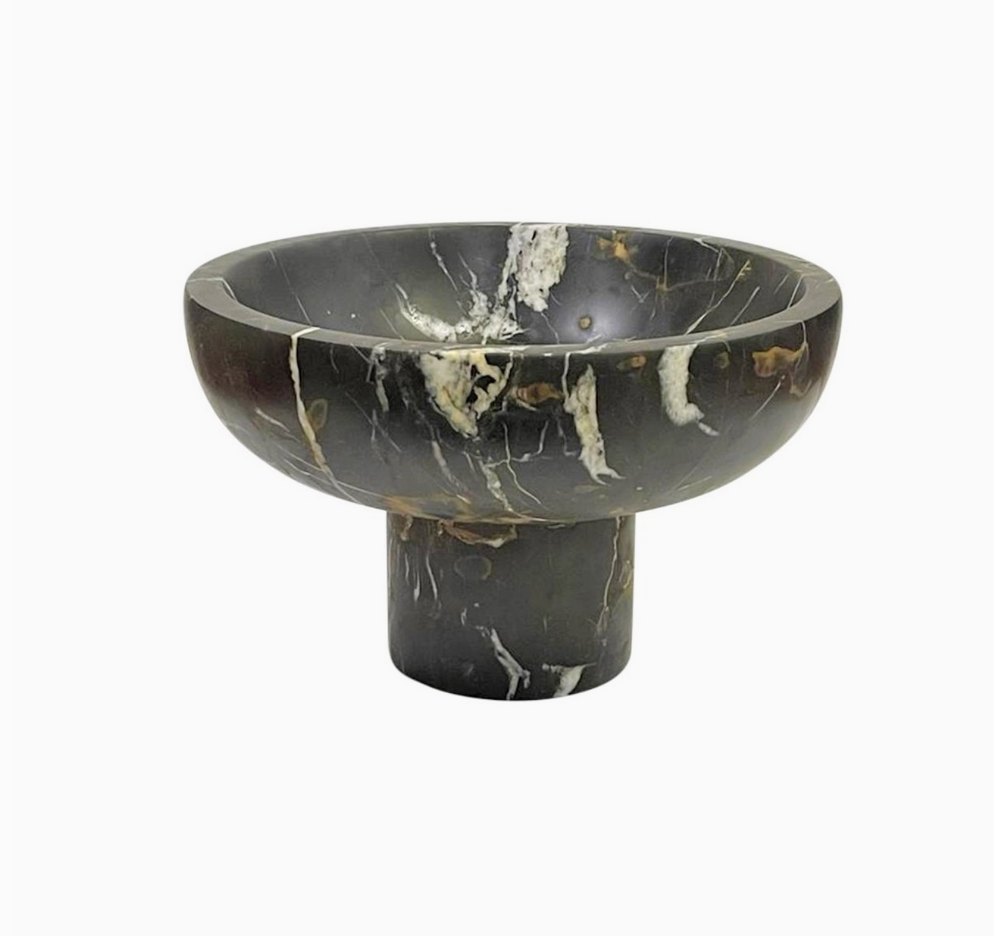 BOWL FOOTED MARBLE BLACK & GOLD (Available in 2 Sizes)