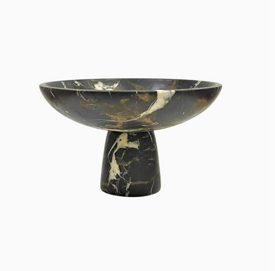BOWL FOOTED MARBLE BLACK & GOLD (Available in 2 Sizes)