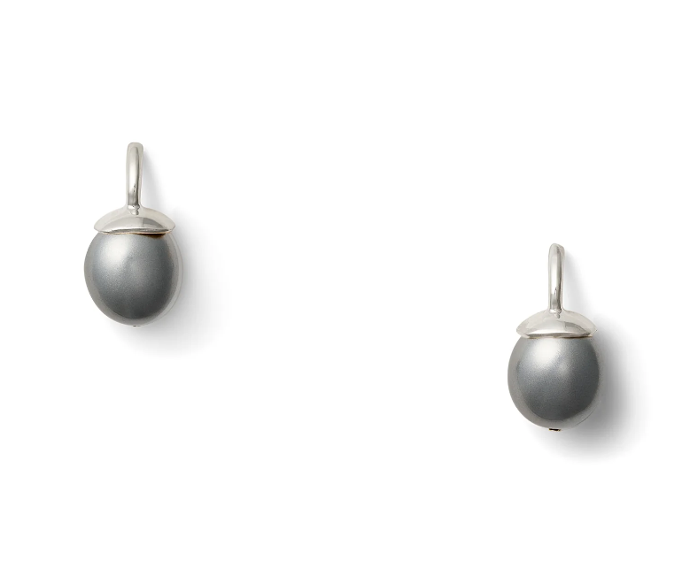 CATHERINE CANINO EARRING DOVE GREY EGG PEARL STERLING MEDIUM