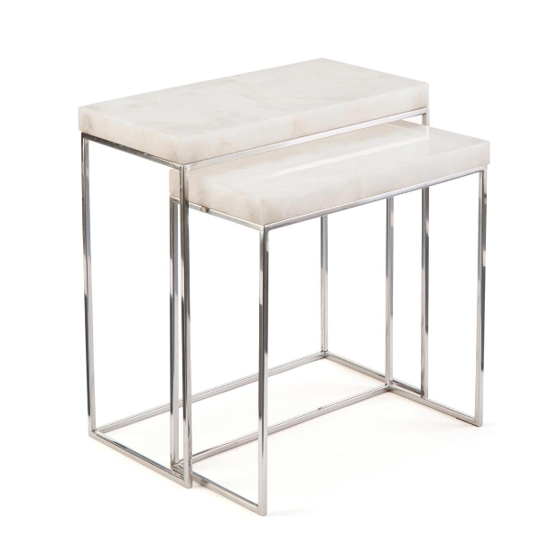 NESTING TABLES CALCITE & STAINLESS STEEL - SET OF 2