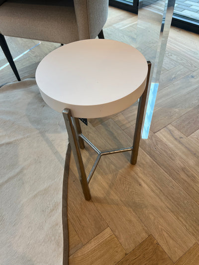 ACCENT TABLE ROUND STONE TOP TEXTURED METAL LEGS
