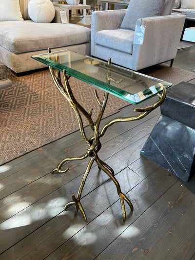 SIDE TABLE TWIG BRASS & GLASS TOP