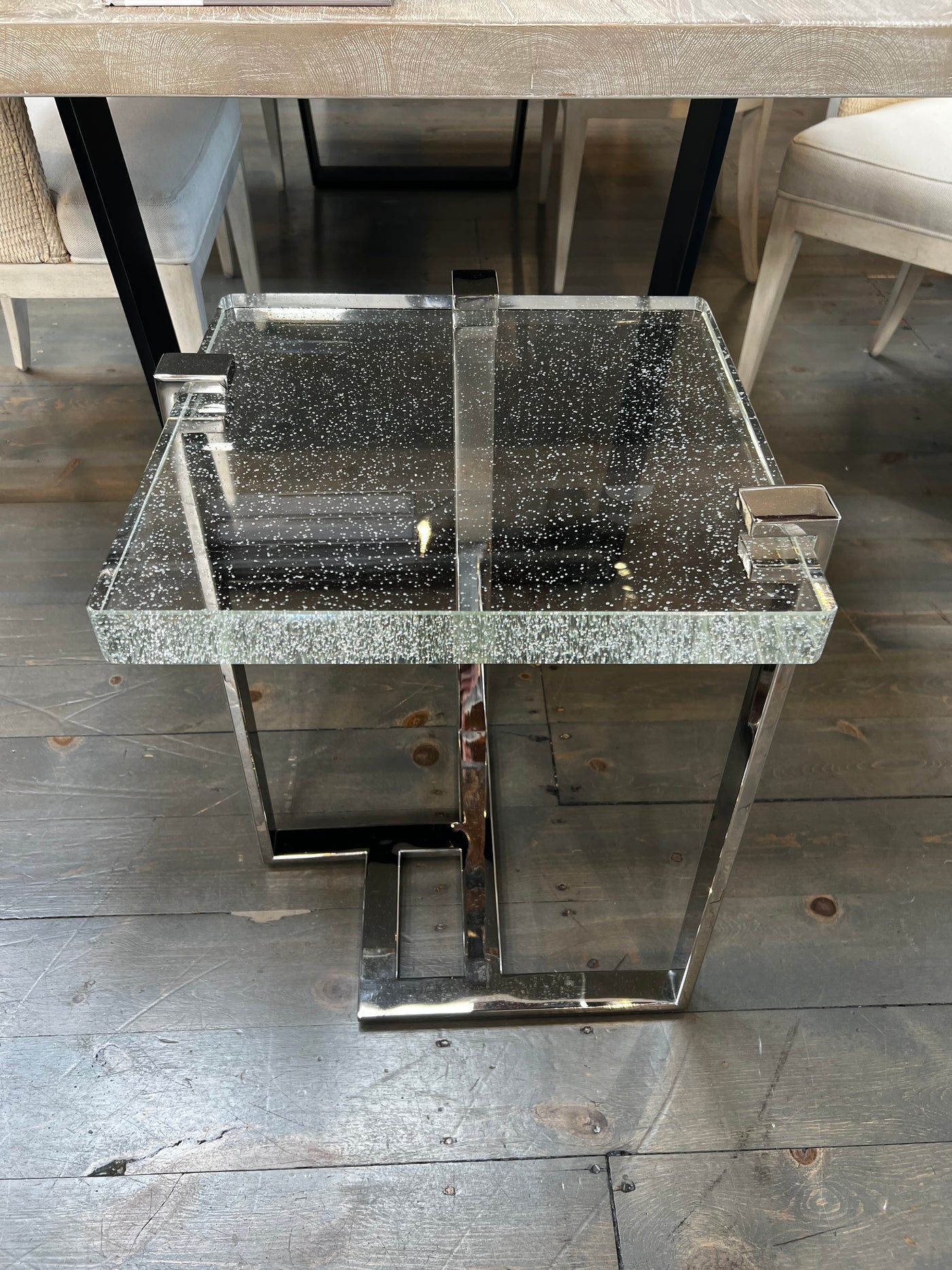 TABLE RECTANGULAR BUBBLE GLASS TOP