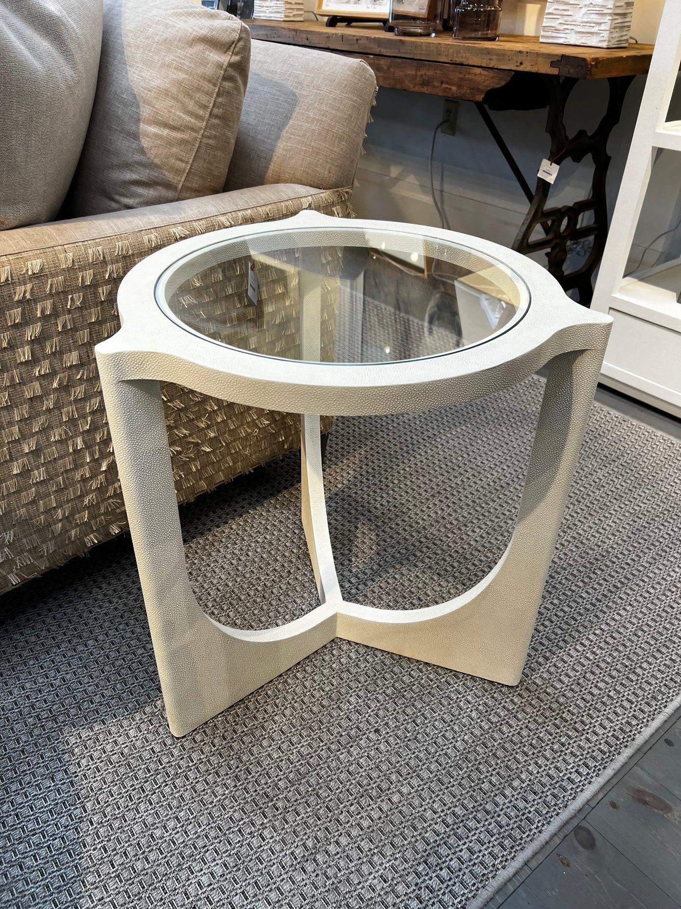 SIDE TABLE IVORY SHAGREEN
