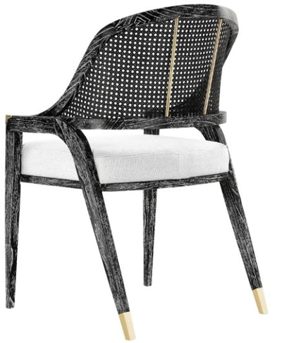 CHAIR LACQUERED CANING BLACK MAHOGANY