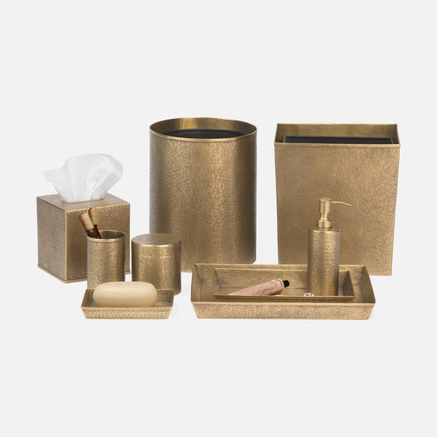 BATH COLLECTION ANTIQUE BRASS PITTED METAL