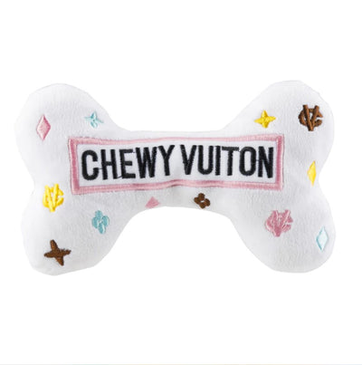 DOG TOY WHITE VUITON BONE (Available in 2 sizes)