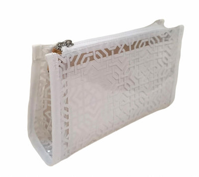 COSMETIC BAG LATTICE WHITE CLEAR (Available in 2 Sizes)