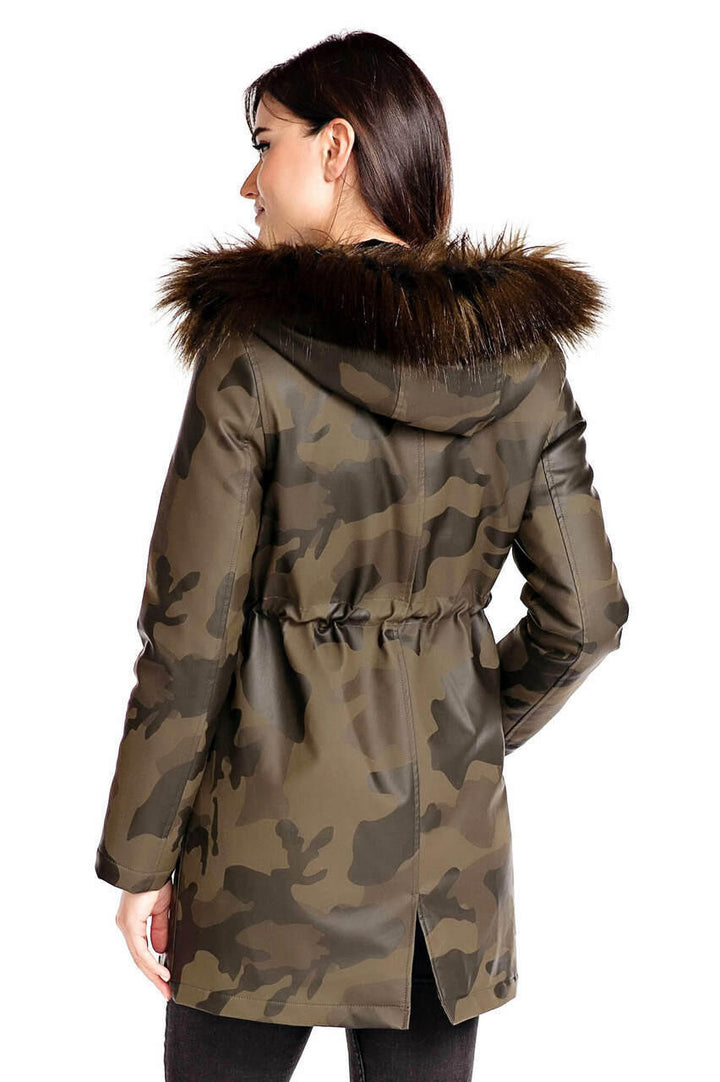 COAT ANORAK CAMO FAUX FUR