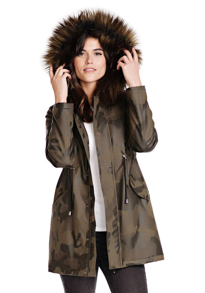 COAT ANORAK CAMO FAUX FUR