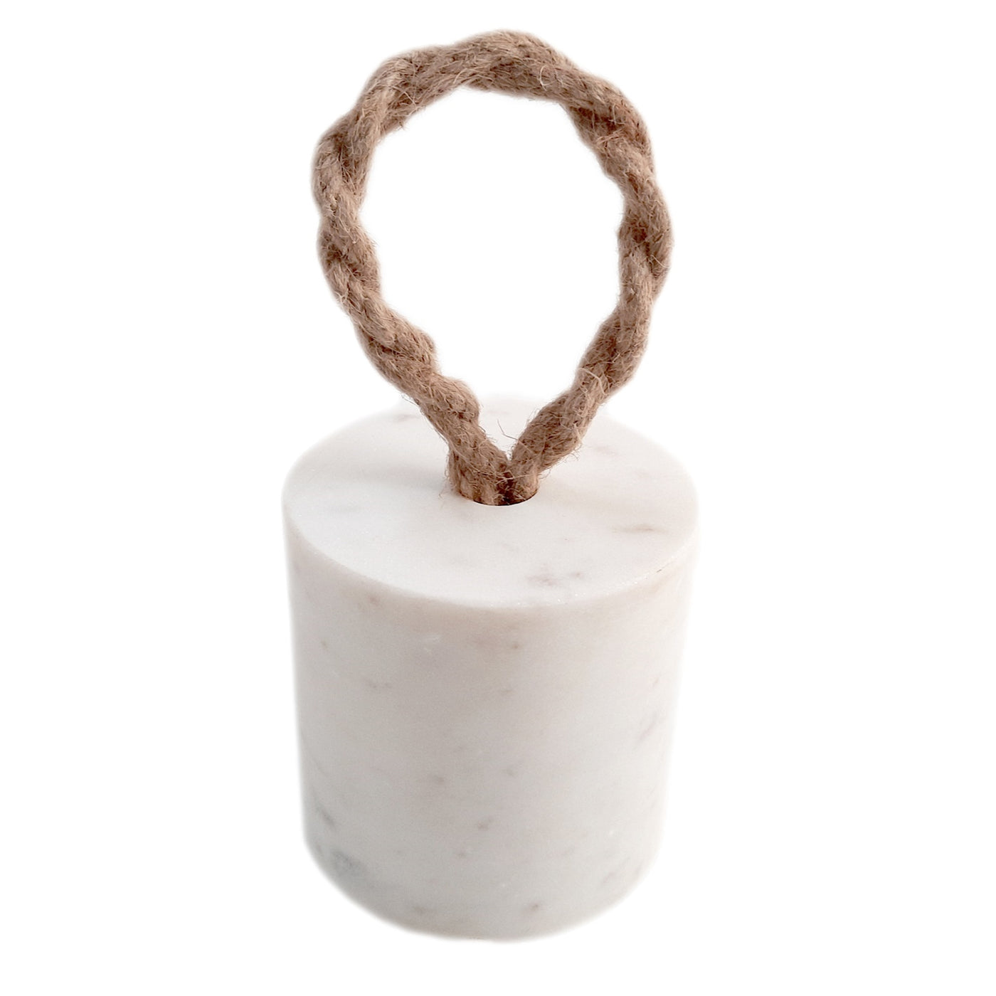 DOOR STOPPER WHITE MARBLE WITH JUTE ROPE
