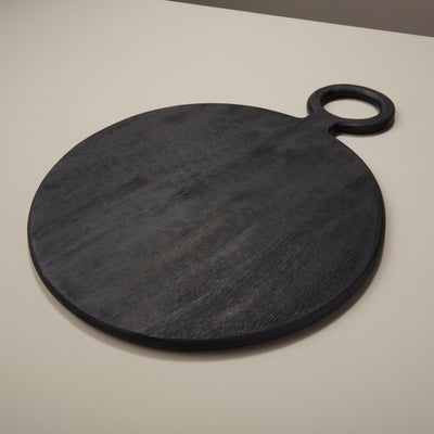 BOARD ROUND BLACK MANGO WOOD (Available in 3 Sizes)