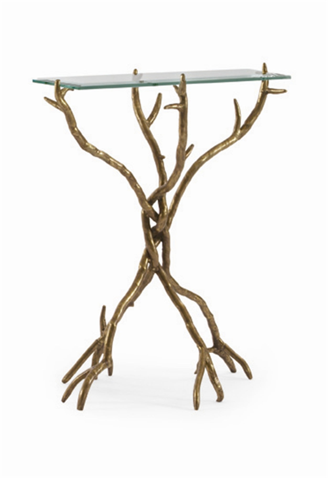 SIDE TABLE TWIG BRASS & GLASS TOP
