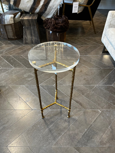 SIDE TABLE BRONZE BASE & ACRYLIC TOP ROUND