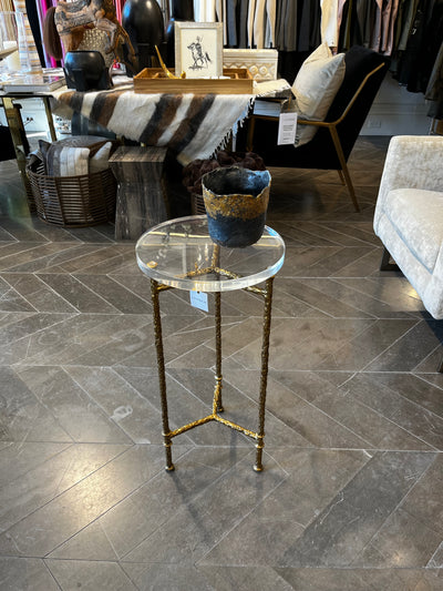 SIDE TABLE BRONZE BASE & ACRYLIC TOP ROUND