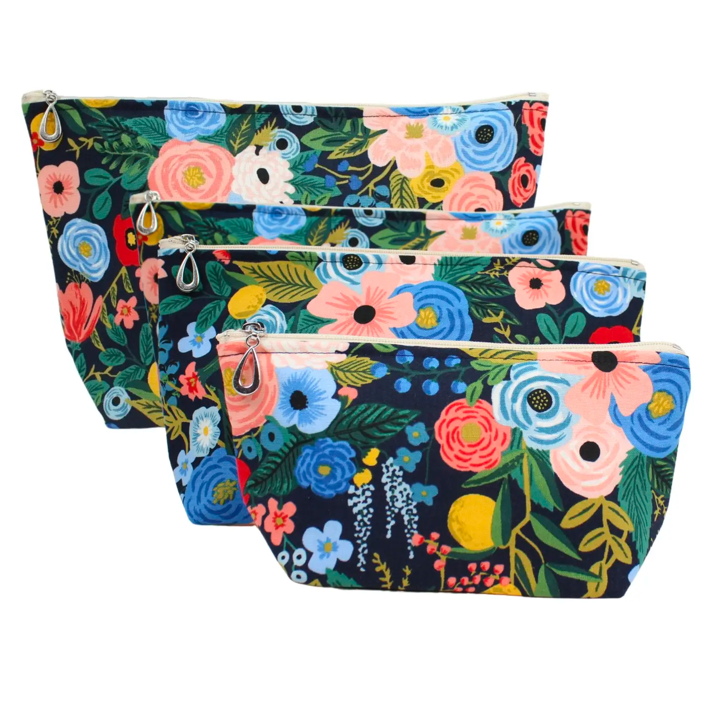 COSMETIC BAG NAVY FLORAL (Available in 2 Sizes)