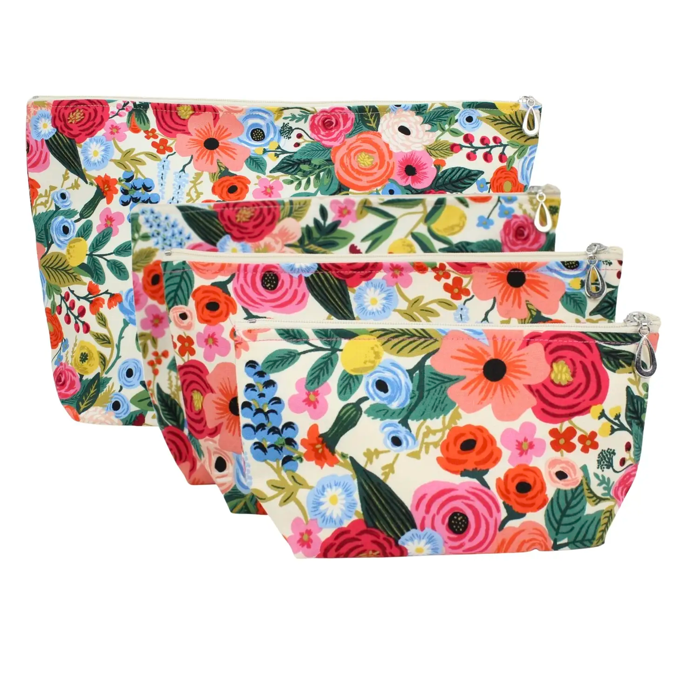 COSMETIC BAG CREAM & PINK FLORAL (Available in 3 Sizes)