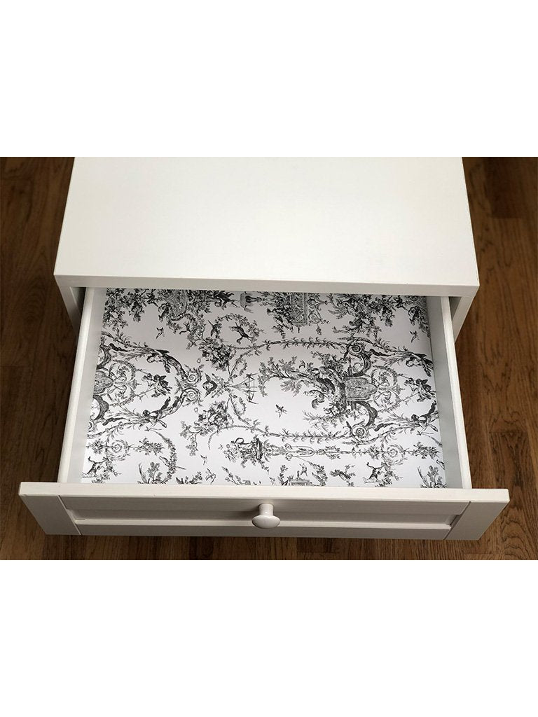 DRAWER LINERS SCENTED VINTAGE TOILE GRAY