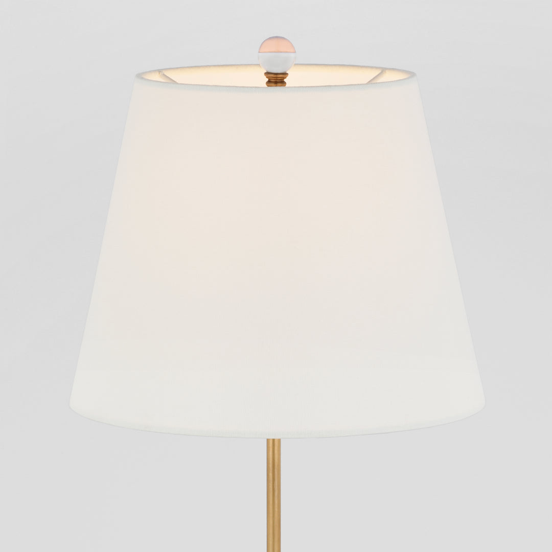 BUFFET TABLE ANTIQUE BRASS WITH LINEN SHADE 29"