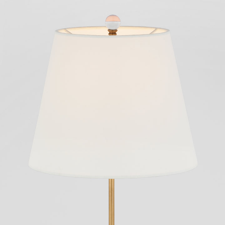 BUFFET TABLE ANTIQUE BRASS WITH LINEN SHADE 29"