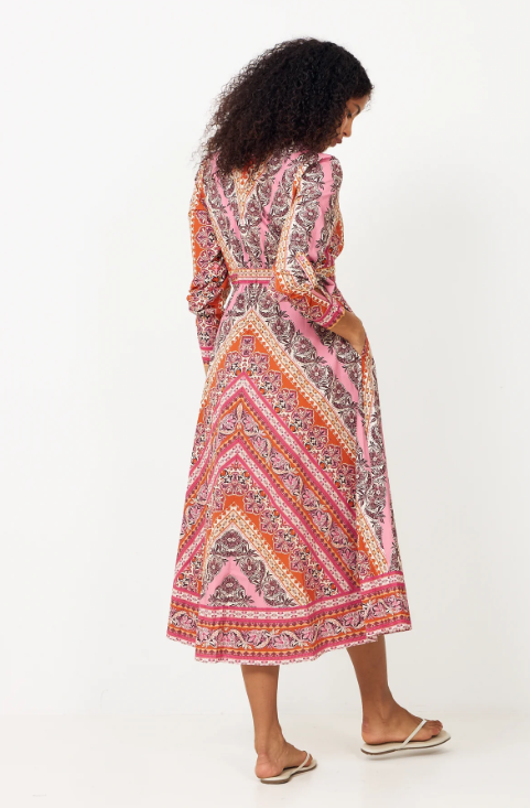 DRESS V NECK MIDI ORANGE
