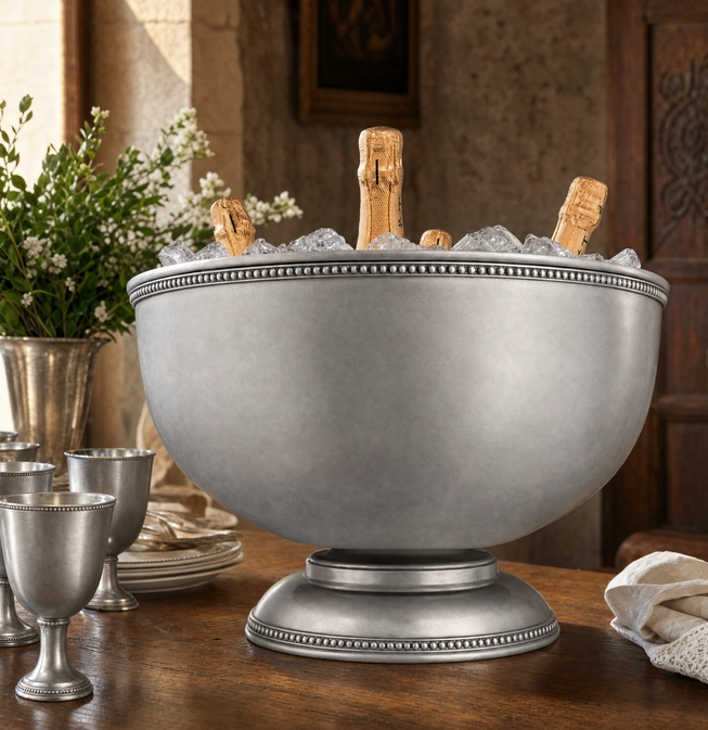 ICE TUB/PUNCH BOWL PEWTER MEDICI BEAD