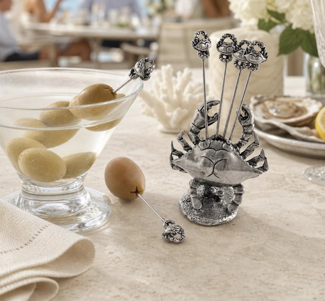 CHEESE PICKS PEWTER BLUE CRAB