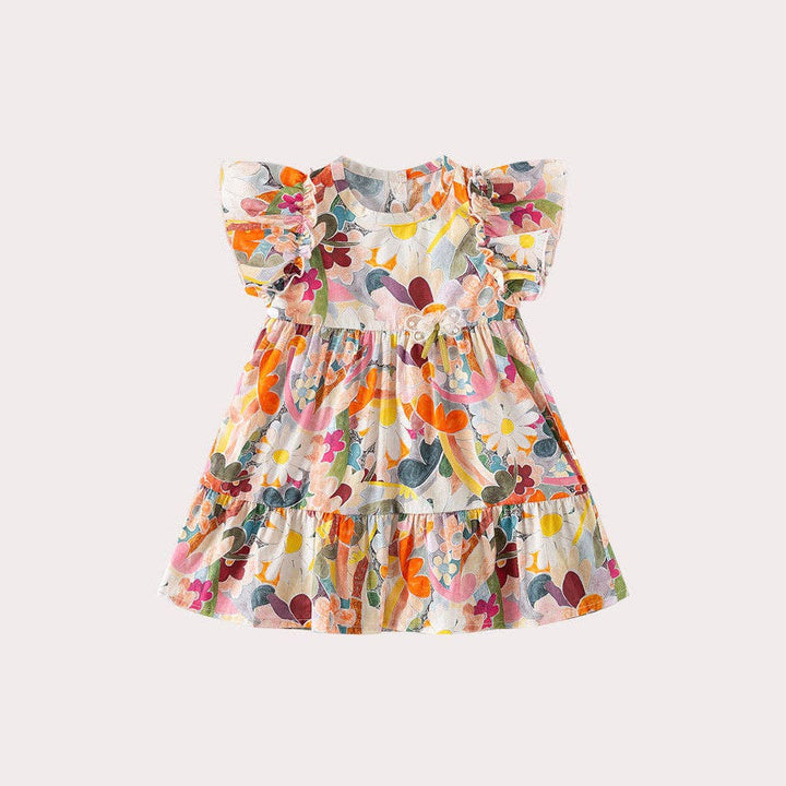 DRESS FLORAL FLY SLEEVES
