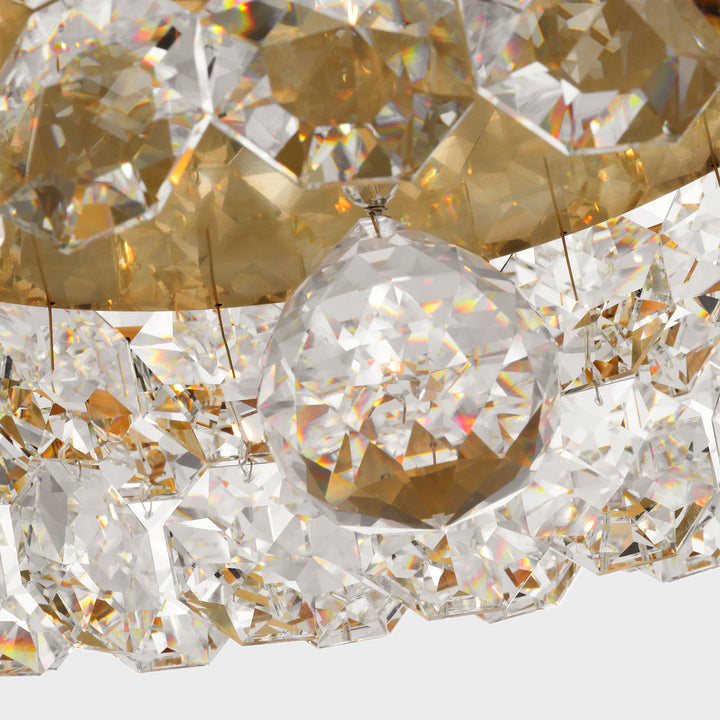 CHANDELIER IN ANTIQUE BRASS WITH CRYSTAL