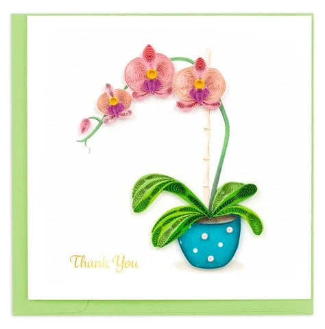 GREETING CARD POTTED ORCHID "THANK YOU"