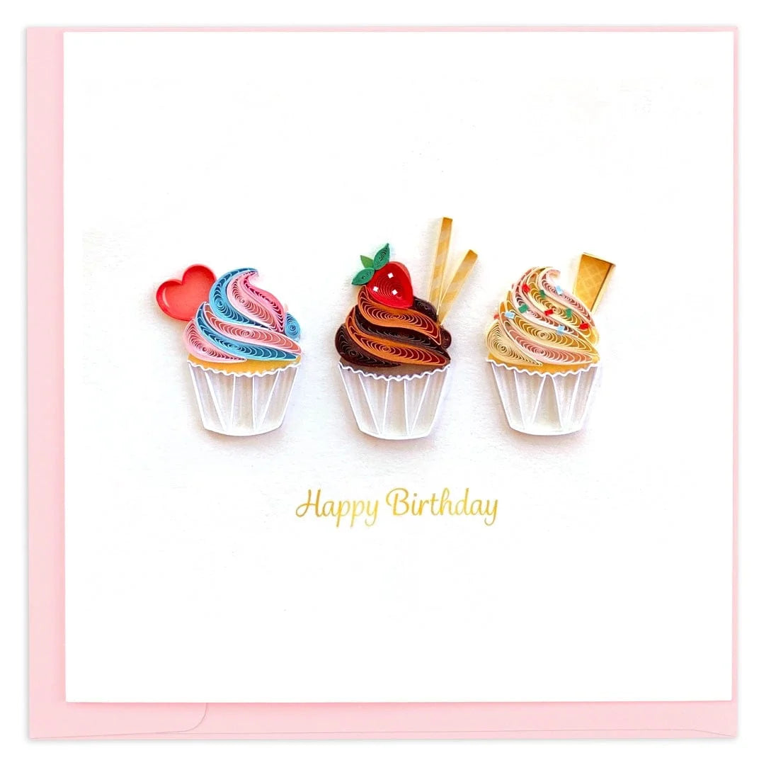 BIRTHDAY GREETING CARD "CUPCAKE TRIO"