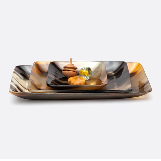 TRAY NATURAL HORN RECTANGULAR